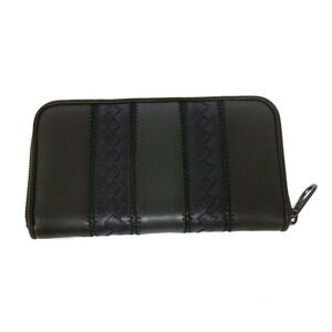 Bottega Veneta Leather Wallet Intrecciato Zip Brown Long Around